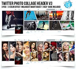 图片混排框架模板：Twitter Photo Collage Header V3